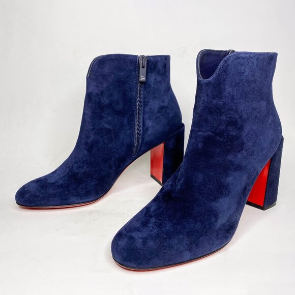 Louboutin Castarika Navy Suede Ankle Boots - Picture 2 of 9